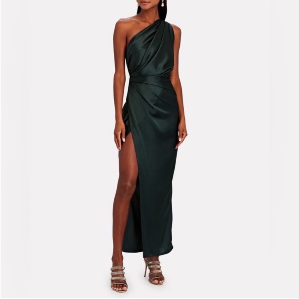The Sei One Shoulder Silk Dress. Dark Green. Size 0. Worn once.